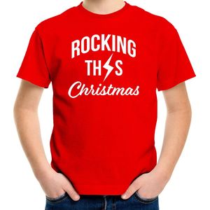 Rocking this Christmas Kerst t-shirt - rood - kinderen - Kerstkleding Kerst outfit 104 110