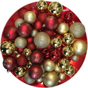 Kerstversiering kerstballen set rood met goud 4-5-6-8 cm 82-delig - Kerstboom decoratie