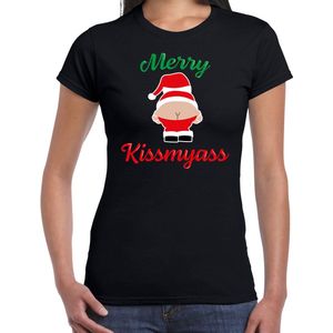 Merry kissmyass fout Kerst t-shirt - zwart - dames - Kerst t-shirt Kerst outfit