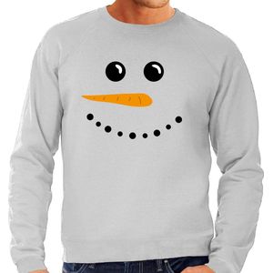 Bellatio Decorations - Kerstsweater - Lichtgrijs - Sneeuwpop - Heren