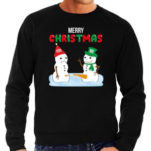 Bellatio Decorations - Foute Kersttrui - Zwart - Kerstsweater - Sneeuwpoppen