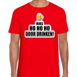 Niks ho ho ho bier doordrinken fout Kerst t-shirt - rood - heren - Kerst t-shirt Kerst outfit