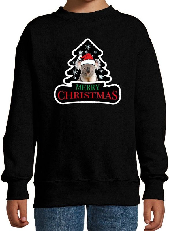 Dieren kersttrui koala zwart kinderen - Foute koalaberen kerstsweater - kerst truien kind