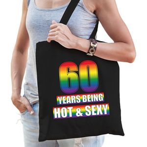 Hot en sexy 60 jaar verjaardag cadeau tas zwart - volwassenen - 60e verjaardag kado tas Gay/ LHBT / cadeau tas