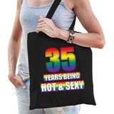 Hot en sexy 35 jaar verjaardag cadeau tas zwart - volwassenen - 35e verjaardag kado tas Gay/ LHBT / cadeau tas