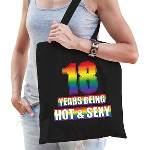 Hot en sexy 18 jaar verjaardag cadeau tas zwart voor volwassenen - Gay/ LHBT / cadeau tas - Feest Boodschappentassen