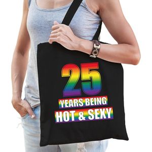 Hot en sexy 25 jaar verjaardag cadeau tas zwart voor volwassenen - Gay/ LHBT / cadeau tas - Feest Boodschappentassen