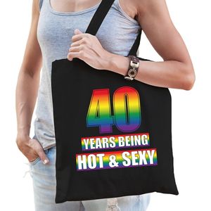 Hot en sexy 40 jaar verjaardag cadeau tas zwart - volwassenen - 40e verjaardag kado tas Gay/ LHBT / cadeau tas