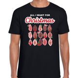 Bellatio Decorations foute kersttrui t-shirt voor heren - All I want for Christmas - vagina - zwart