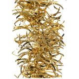 Kerstversiering glazen piek mat 26 cm en golf folieslingers pakket goud van 3x stuks - Kerstboomversiering