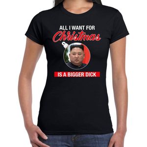 Kim Jong-un All I want for Christmas fout Kerst shirt - zwart - dames - Kerst t-shirt Kerst outfit
