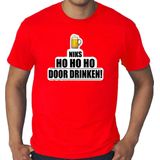 Grote maten niks ho ho ho bier doordrinken foute Kerst t-shirt rood voor heren