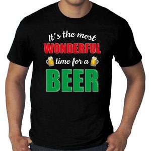 Bellatio Decorations - Foute Kerst T-shirt - Zwart - Katoen - Met Bierpullen