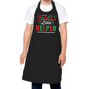Santas little helper Kerst keukenschort zwart voor kinderen - kinderschorten / Kerst kado schort