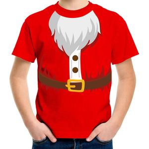 Kerstkostuum Kerstman verkleed t-shirt - rood - kinderen - Kerstkostuum Kerst outfit 116 134