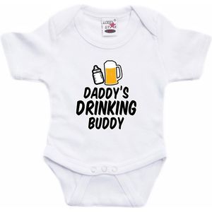 Daddys Drinking Buddy - Romper - Wit - Voor Baby's - Vaderdag Cadeau