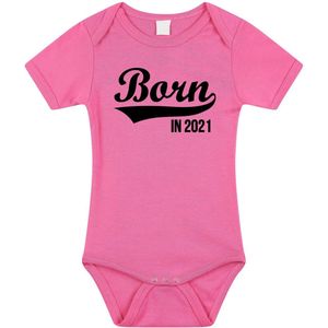 Born in 2021 tekst baby rompertje roze meisjes - Kraamcadeau - 2021 geboren cadeau 56