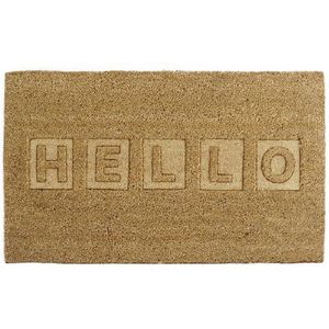 Deurmat/droogloopmat kokosvezel naturel hello 75 x 45 cm - schoonloopmatten voor binnen en buiten