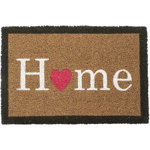 Deurmat/droogloopmat kokosvezel naturel home zwarte rand 60 x 40 cm - schoonloopmatten voor binnen en buiten
