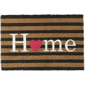 Deurmat/droogloopmat kokosvezel naturel home zwarte strepen 60 x 40 cm - schoonloopmatten voor binnen en buiten
