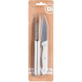 3x Keukenmesjes/schilmesjes RVS met wit kunststof handvat - Aardappelschilmesjes