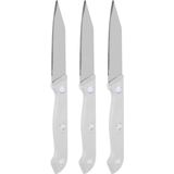 3x Keukenmesjes/schilmesjes RVS met wit kunststof handvat - Aardappelschilmesjes