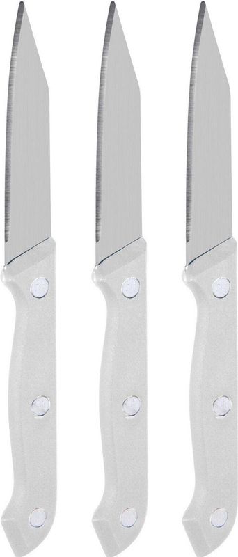 3x Keukenmesjes/schilmesjes RVS met wit kunststof handvat - Aardappelschilmesjes