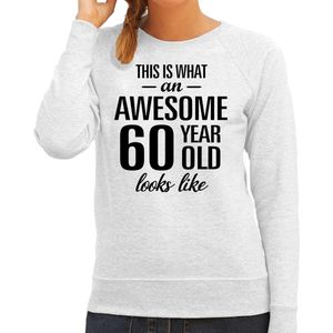 Awesome - geweldige cadeau sweater grijs dames - Verjaardag cadeau trui