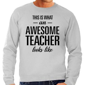 This is what an awesome teacher looks like cadeau sweater grijs - heren - beroepen / cadeau trui