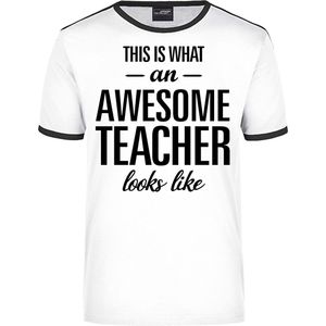 Bellatio Decorations - Ringer T-shirt - Wit - Katoen