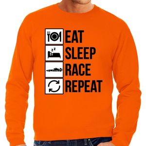 Eat sleep race repeat supporter / race fan sweater oranje voor heren - race fan / race supporter / coureur supporter S