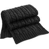 Warme kabel-gebreide winter sjaal in het zwart - Zee luxe kwaliteit van 100% acryl - Dames/heren/volwassenen