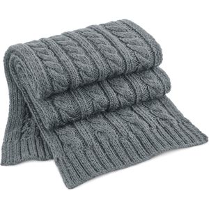 Warme kabel-gebreide winter sjaal zilvergrijs voor volwassenen - Sjaals