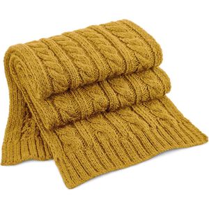 Warme kabel-gebreide winter sjaal in het mosterd geel - Zee luxe kwaliteit van 100% acryl - Dames/heren/volwassenen