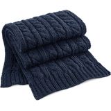 Warme kabel-gebreide winter sjaal in het navy blauw - Zee luxe kwaliteit van 100% acryl - Dames/heren/volwassenen