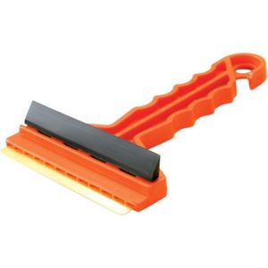 IJskrabber/raamkrabber auto met koper blad en rubberen trekker - Rood - Kunststof - 9 x 16 cm - Ruitenkrabber