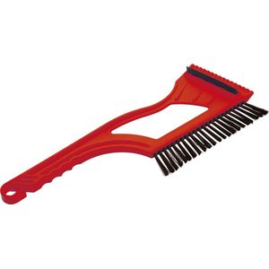 IJskrabber/raamkrabber rood kunststof met borstel en rubberen trekker 12 x 40 cm - IJskrabbers