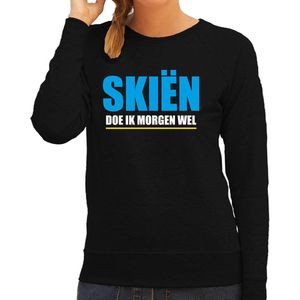 Apres ski trui Skien doe ik morgen wel zwart dames - Wintersport sweater - Foute apres ski outfit/ kleding/ verkleedkleding S