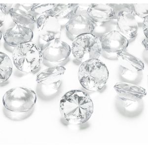 70x Kleine plastic diamanten/stenen transparant 20 mm/2 cm decoratie materiaal