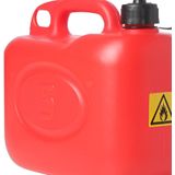 Jerrycan rood voor olie en brandstof van 5 liter met een handige grote trechter van 39 cm