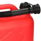 Jerrycan rood voor olie en brandstof van 5 liter met een handige grote trechter van 39 cm