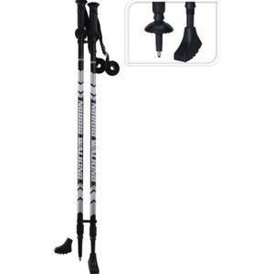 Gezond Bewegen set 2x Stuks Nordic Walking Verstelbare Wandelstokken Zwart/Zilver