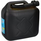 Jerrycan zwart voor olie en brandstof van 10 liter met een handige grote trechter van 39 cm