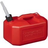 Jerrycan rood voor olie en brandstof van 10 liter met een handige grote trechter van 39 cm