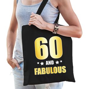 60 and legendary verjaardag cadeau tas zwart met gouden letters voor dames en heren - Verjaardag - Feest Boodschappentassen