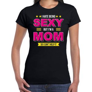 Hate being sexy but Im a mom / Haat sexy zijn maar ben moeder cadeau t-shirt zwart voor dames - kado shirt / verjaardag cadeau / Moederdag L