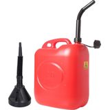 Jerrycan rood voor olie en brandstof van 20 liter met een handige grote trechter van 39 cm