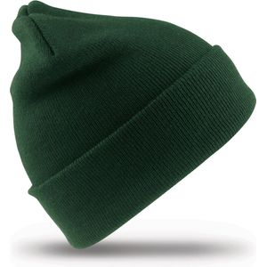 Heren/dames Beanie Wintermuts 100% acryl wol donkergroen - Mutsen - volwassenen