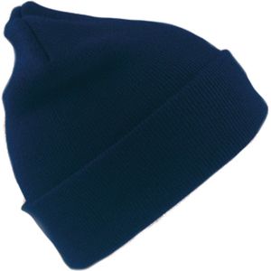 Heren/Dames Beanie Wintermuts 100% acryl wol donkerblauw - warme basic mutsen - Dubbel dikke stof