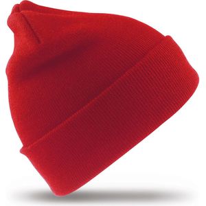 Heren/Dames Beanie Wintermuts 100% acryl wol rood - warme basic mutsen - Dubbel dikke stof